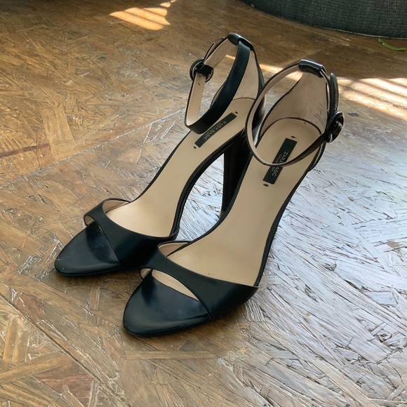 Black leather open toe zara ankle strap heels - Picture 7 of 7